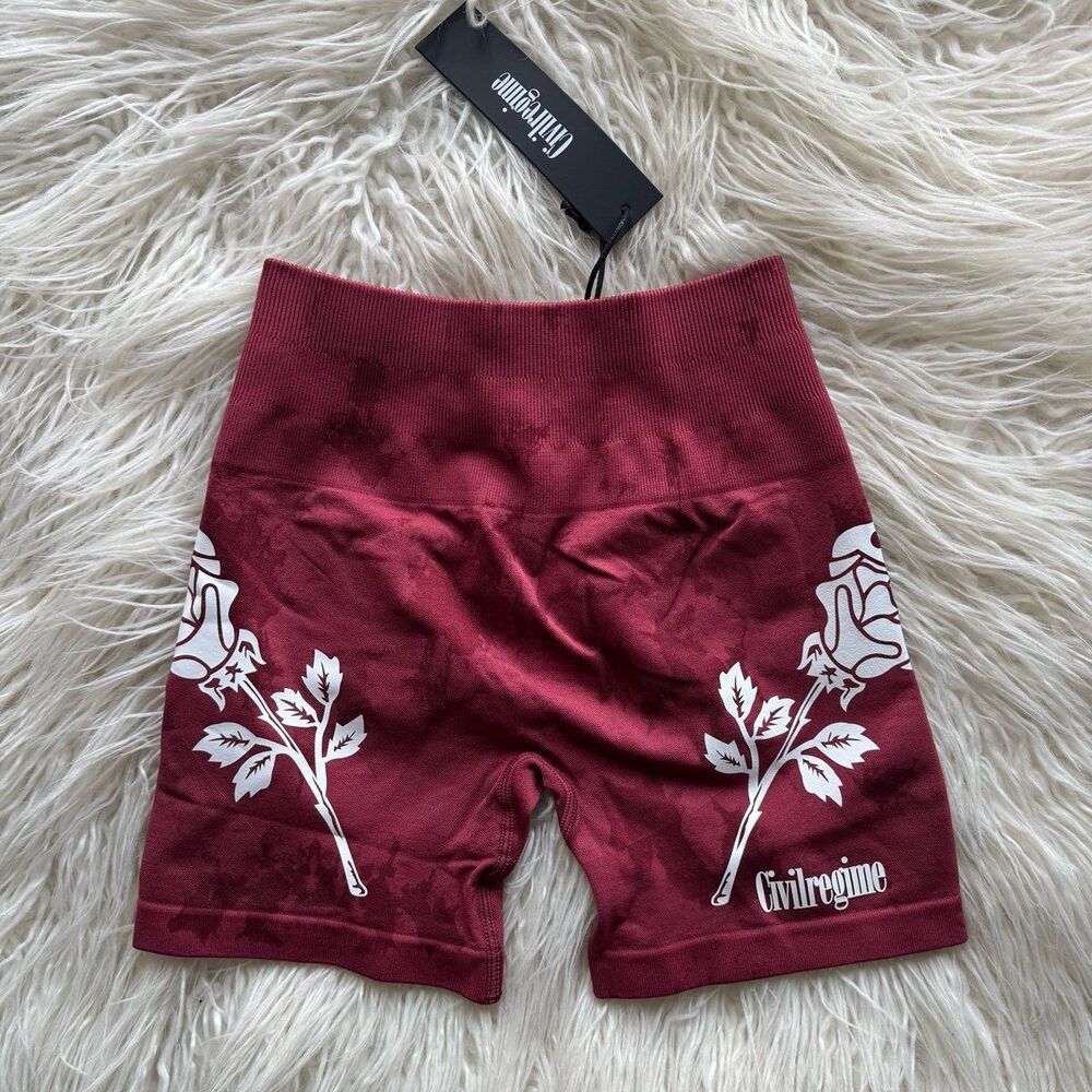Civil Regime Blush Red Reaper Wash Kelly Seamless Shorts Size XS